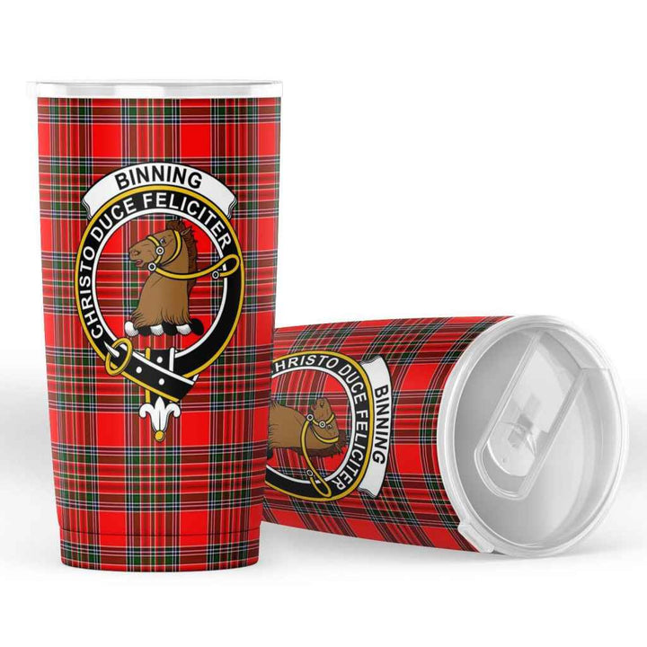 Scottish Binning of Wallifoord Clan Crest Tartan Insulated Tumbler Tartan Plaid 4