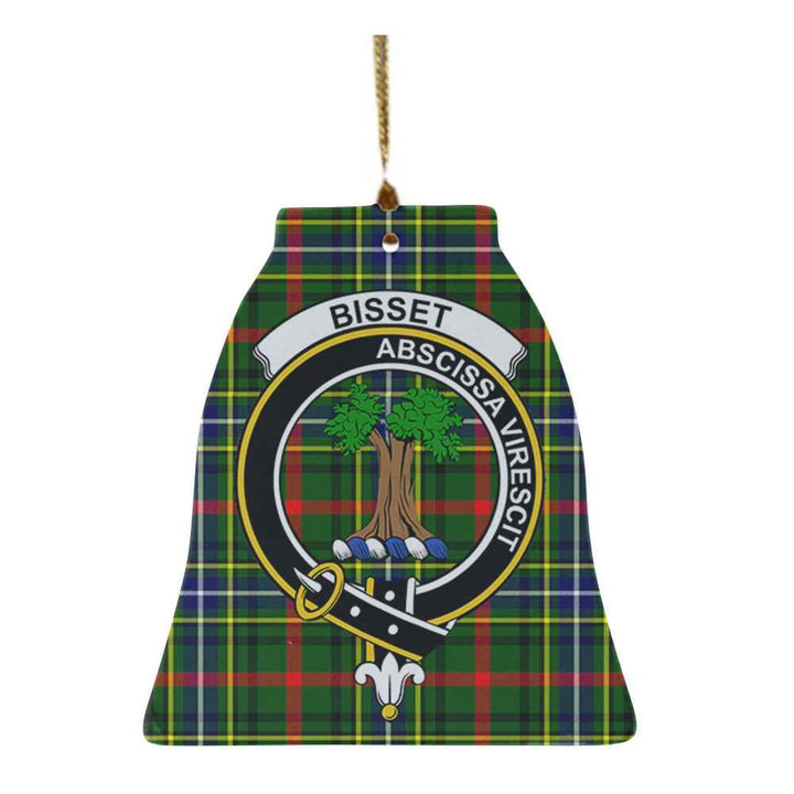Scottish Bisset Clan Crest Tartan Ceramic Ornament Bell Shape Tartan Plaid
