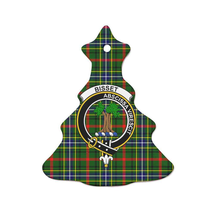 Scottish Bisset Clan Crest Tartan Ceramic Ornament Tree Shape Tartan Plaid
