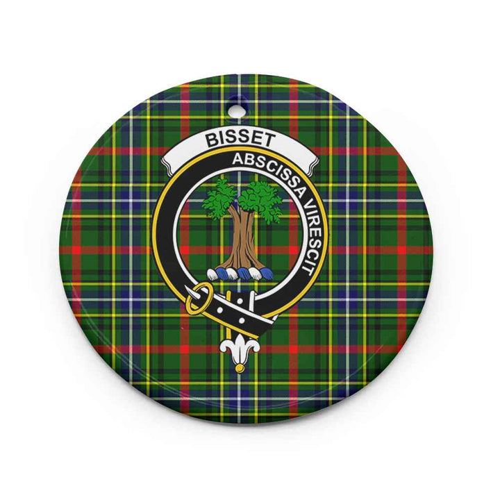 Scottish Bisset Clan Crest Tartan Ceramic Ornament Circle Shape Tartan Plaid