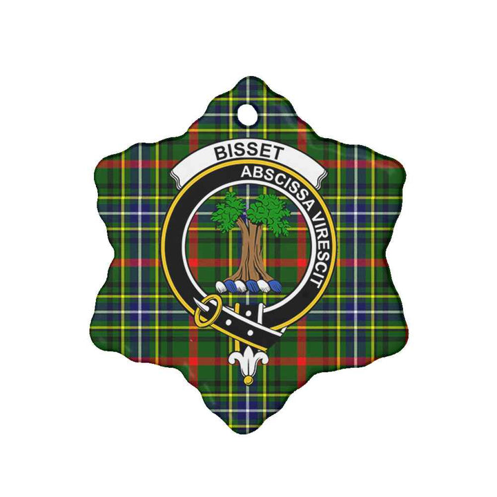 Scottish Bisset Clan Crest Tartan Ceramic Ornament Snow Flake Shape Tartan Plaid