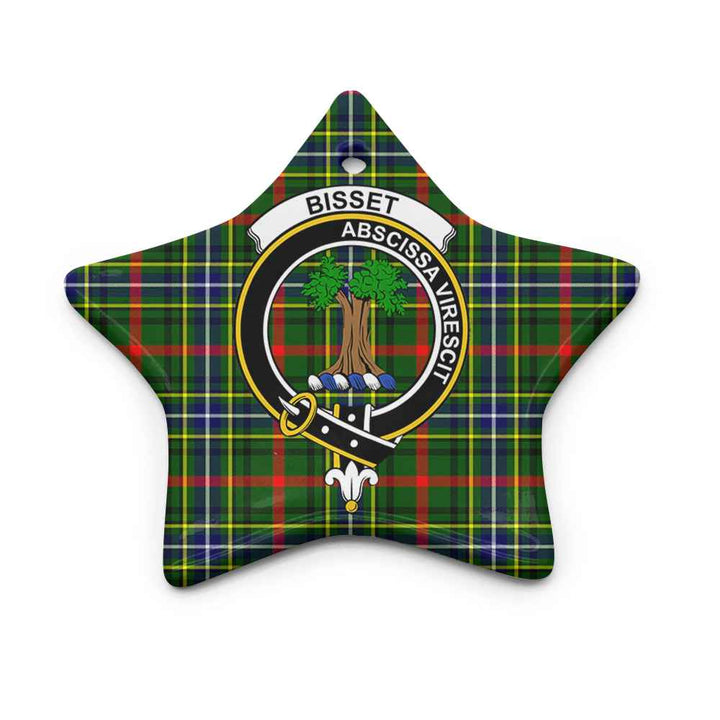Scottish Bisset Clan Crest Tartan Ceramic Ornament Star Shape Tartan Plaid