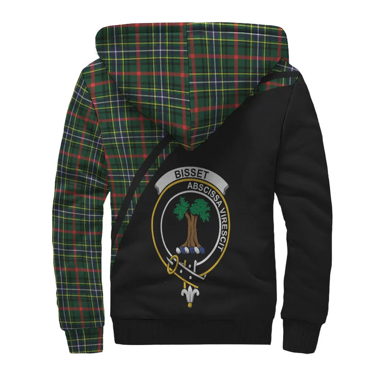 Scottish Bisset Clan Crest Tartan Curve Sherpa Hoodie