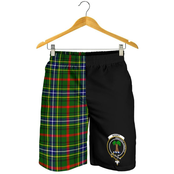 Scottish Bisset Clan Crest Tartan Half of Me Men's Shorts