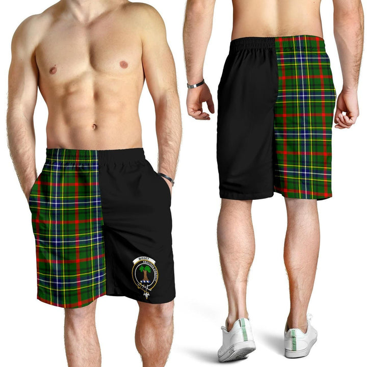 Scottish Bisset Clan Crest Tartan Half of Me Men's Shorts