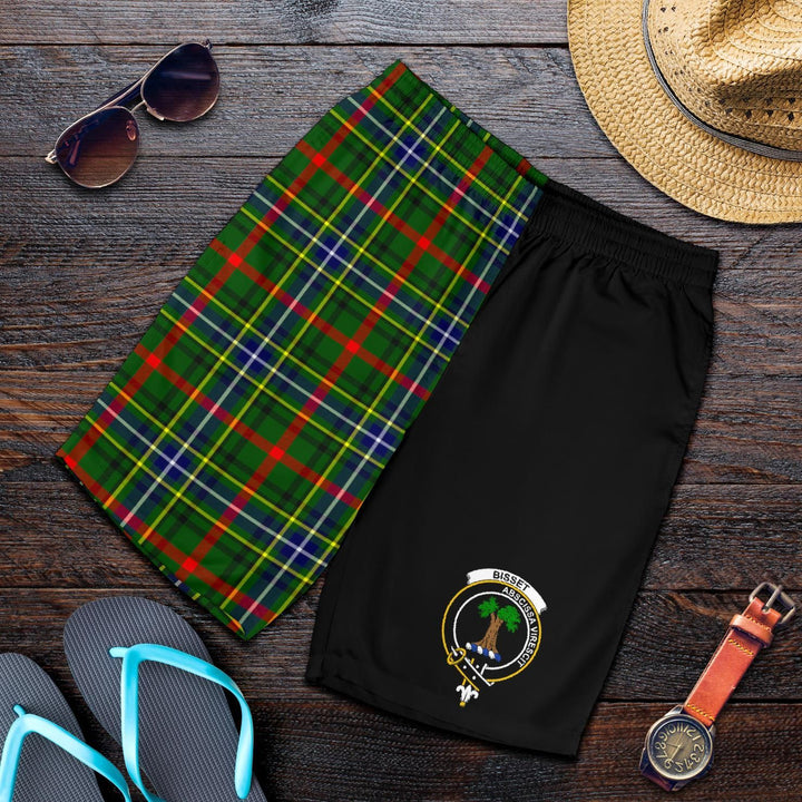 Scottish Bisset Clan Crest Tartan Half of Me Men's Shorts