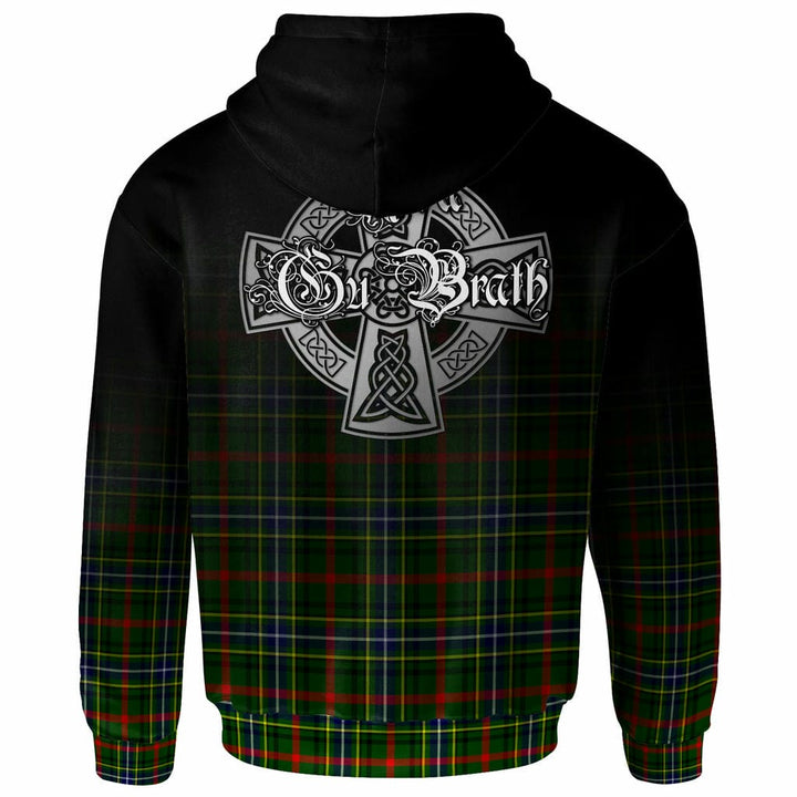 Scottish Bisset Clan Crest Tartan Hoodie - Alba Gu Brath Family Crest Celtic Inspired Back Side Tartan Plaid