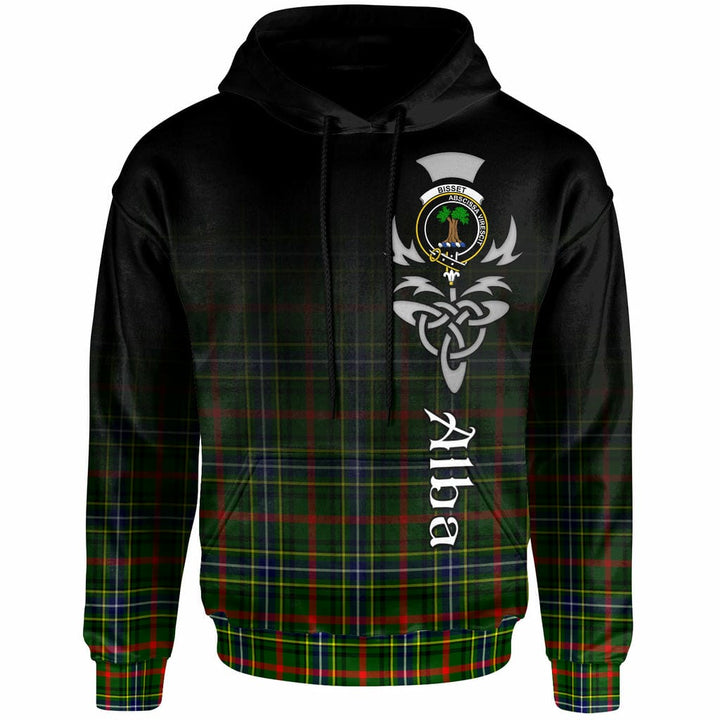 Scottish Bisset Clan Crest Tartan Hoodie - Alba Gu Brath Family Crest Celtic Inspired Front Side Tartan Plaid