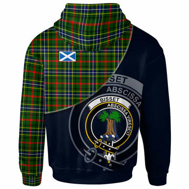 Scottish Bisset Clan Crest Tartan Hoodie - Bend Style Back Side Tartan Plaid