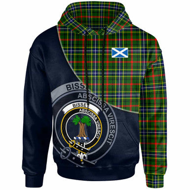 Scottish Bisset Clan Crest Tartan Hoodie - Bend Style Front Side Tartan Plaid