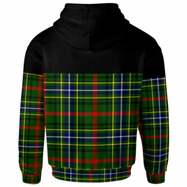 Scottish Bisset Clan Crest Tartan Hoodie - Horizontal Style Back Side Tartan Plaid