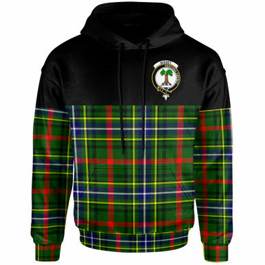 Scottish Bisset Clan Crest Tartan Hoodie - Horizontal Style Front Side Tartan Plaid