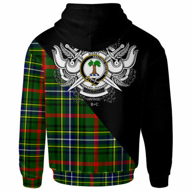Scottish Bisset Clan Crest Tartan Hoodie - Military Logo Back Side Tartan Plaid