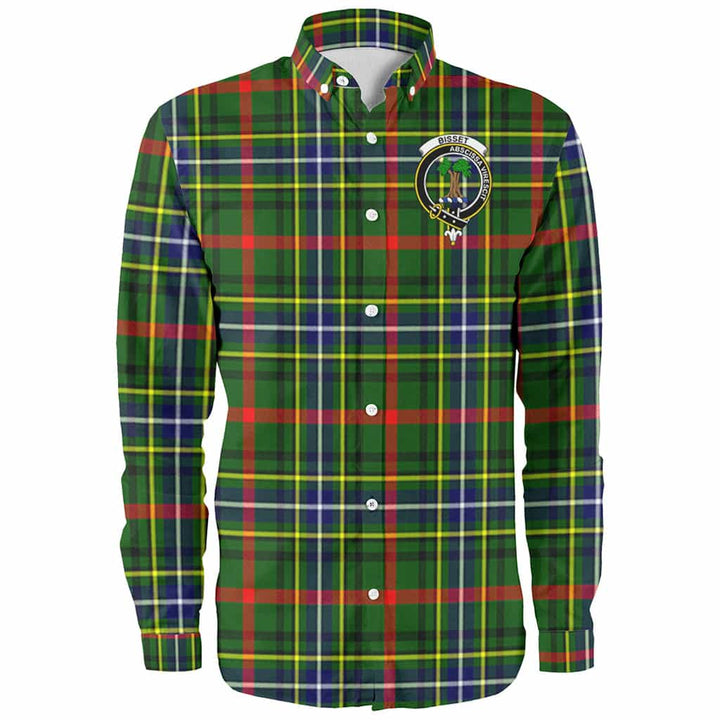 Scottish Bisset Clan Crest Tartan Long Sleeve Shirt Front Side Tartan Plaid