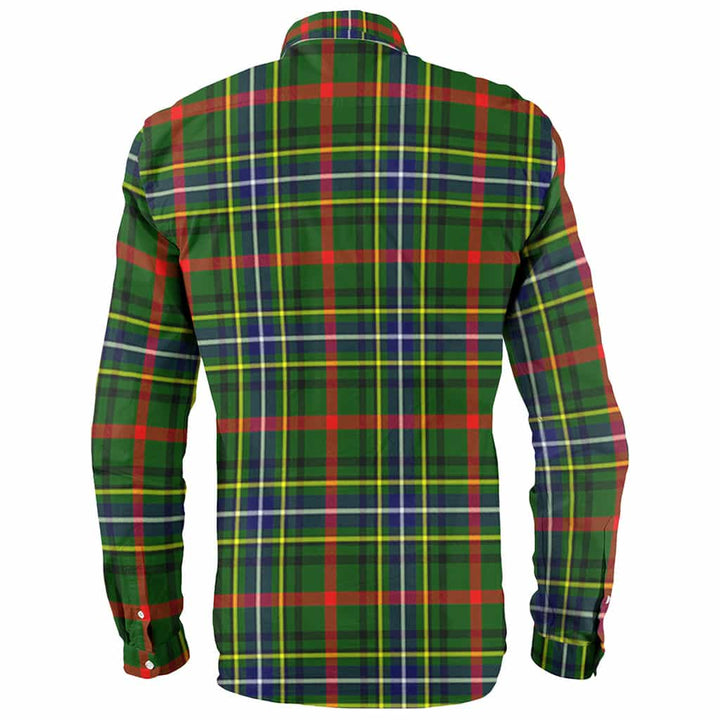Scottish Bisset Clan Crest Tartan Long Sleeve Shirt Back Side Tartan Plaid
