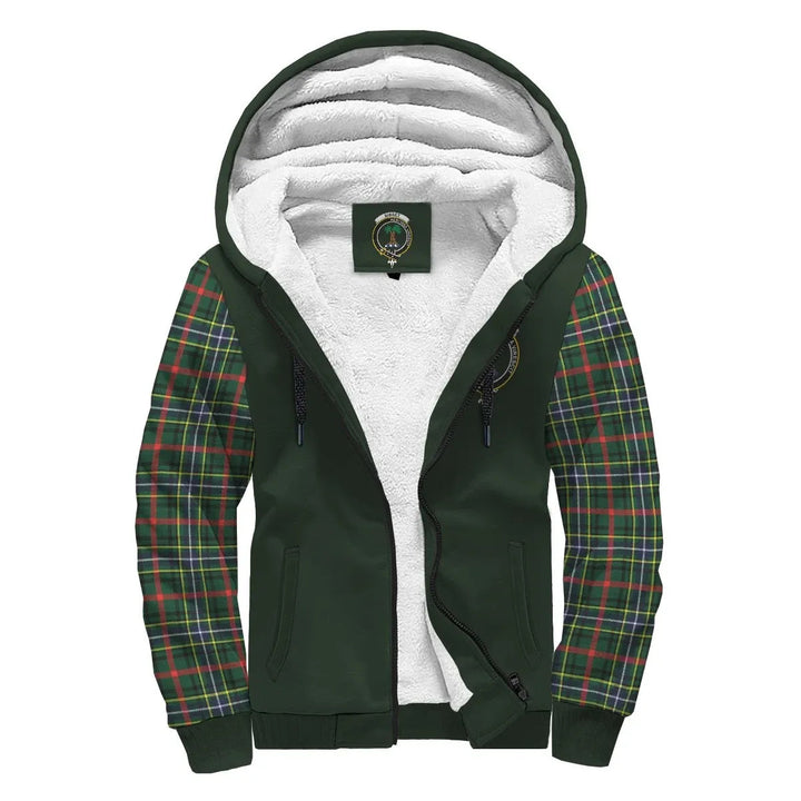 Scottish Bisset Clan Crest Tartan Plaid Sleeve Sherpa Hoodie