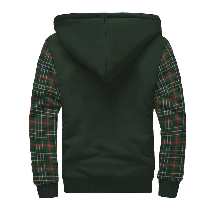 Scottish Bisset Clan Crest Tartan Plaid Sleeve Sherpa Hoodie