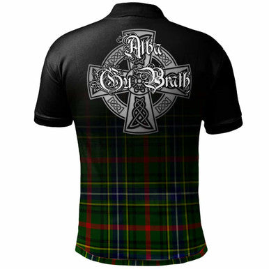 Scottish Bisset Clan Crest Tartan Polo Shirt - Alba Gu Brath Family Crest Celtic Inspired Back Side Tartan Plaid