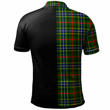 Scottish Bisset Clan Crest Tartan Polo Shirt - Half in Me Back Side Tartan Plaid