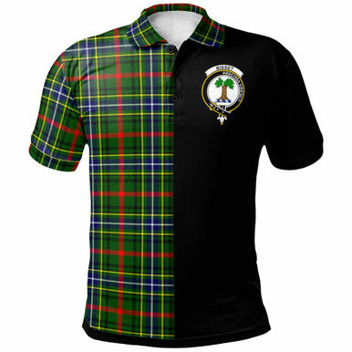 Scottish Bisset Clan Crest Tartan Polo Shirt - Half in Me Front Side Tartan Plaid