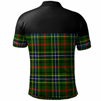 Scottish Bisset Clan Crest Tartan Polo Shirt - Horizontal Style Back Side Tartan Plaid