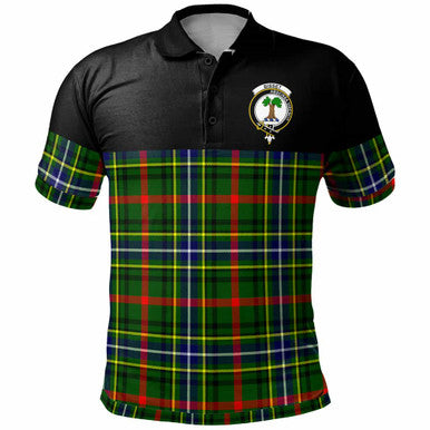 Scottish Bisset Clan Crest Tartan Polo Shirt - Horizontal Style Front Side Tartan Plaid