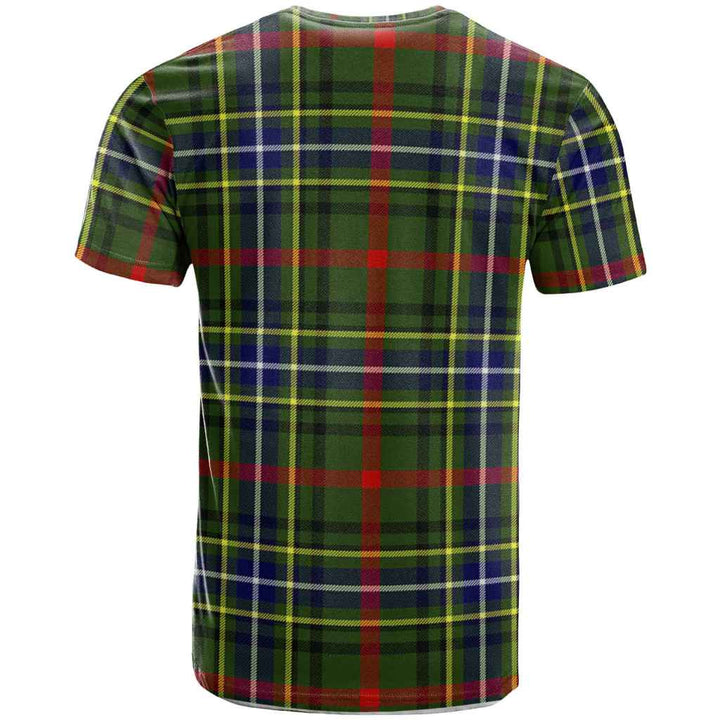Scottish Bisset Clan Crest Tartan T-Shirt Back Side Tartan Plaid