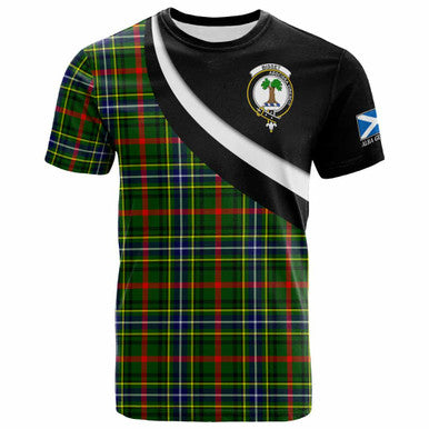 Scottish Bisset Clan Crest Tartan T-Shirt - Scotland Forever Style Front Side Tartan Plaid