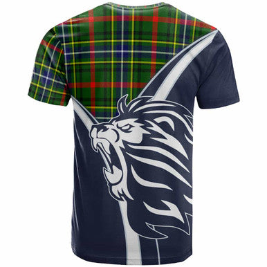 Scottish Bisset Clan Crest Tartan T-Shirt - Bend Style Back Side Tartan Plaid