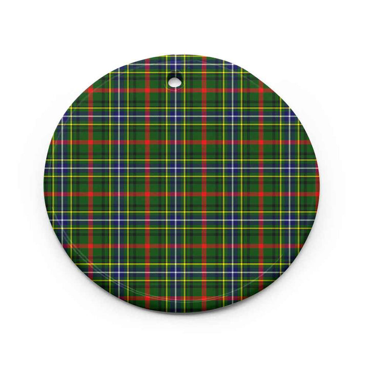 Scottish Bisset Clan Tartan Ceramic Ornament Circle Shape Tartan Plaid