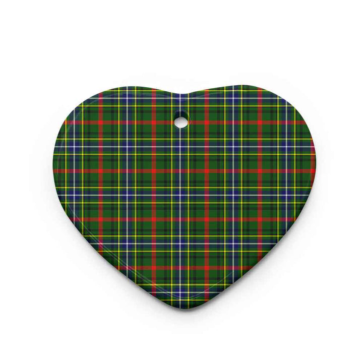 Scottish Bisset Clan Tartan Ceramic Ornament Heart Shape Tartan Plaid
