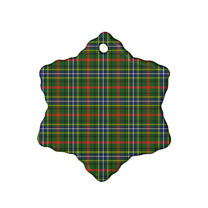 Scottish Bisset Clan Tartan Ceramic Ornament Snow Flake Shape Tartan Plaid