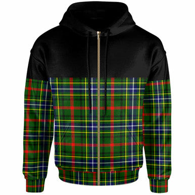 Scottish Bisset Clan Tartan Hoodie - Horizontal Style Zip Tartan Plaid