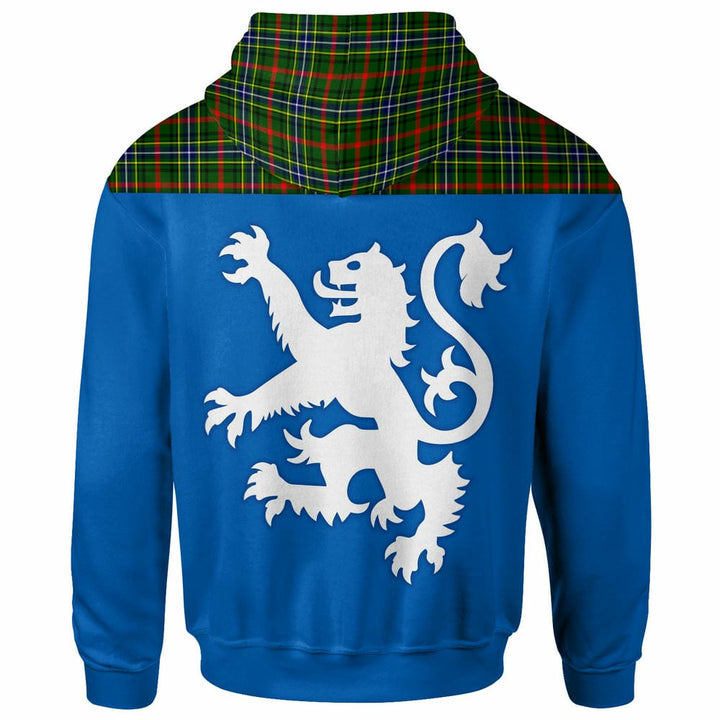 Scottish Bisset Clan Tartan Hoodie - Lion Rampant of Scotland With Flag back Side Tartan Plaid