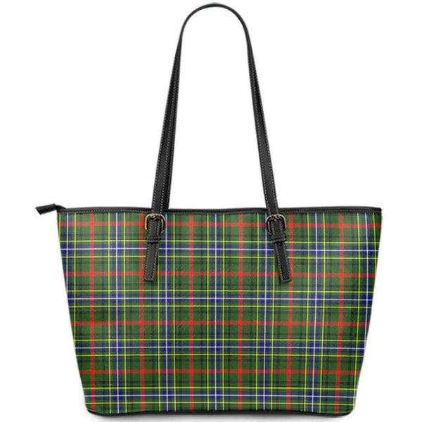 Scottish Bisset Clan Tartan Leather Tote Tartan Plaid