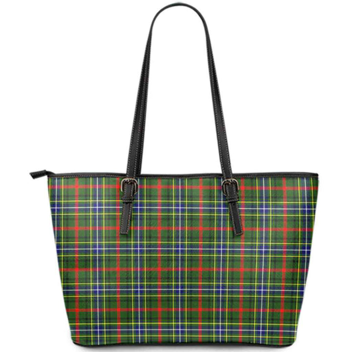 Scottish Bisset Clan Tartan Leather Tote Tartan Plaid