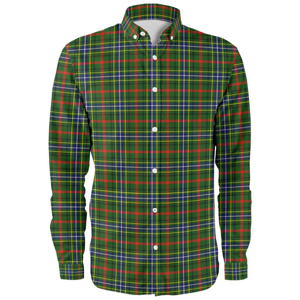 Scottish Bisset Clan Tartan Long Sleeve Shirt Front Side Tartan Plaid
