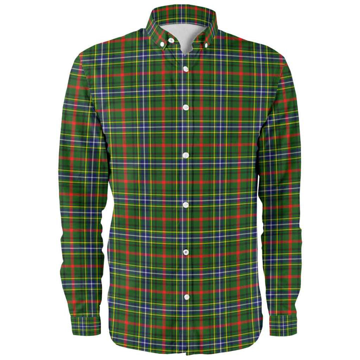 Scottish Bisset Clan Tartan Long Sleeve Shirt Front Side Tartan Plaid
