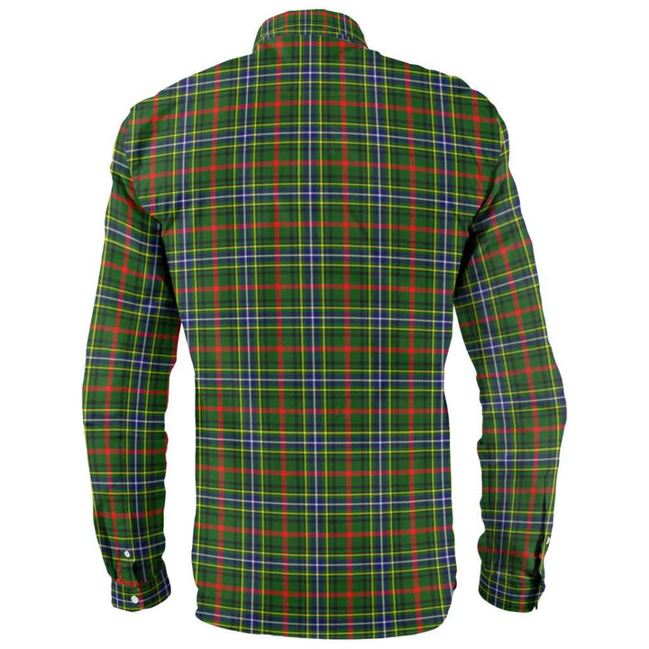 Scottish Bisset Clan Tartan Long Sleeve Shirt Back Side Tartan Plaid