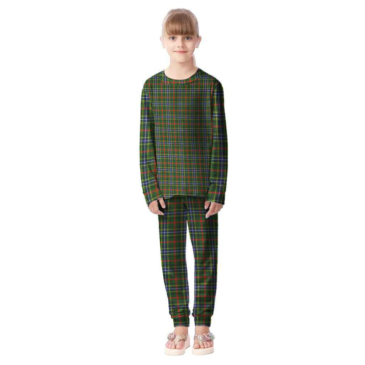 Scottish Bisset Clan Tartan Pajama Set Kid Front Side Tartan Plaid