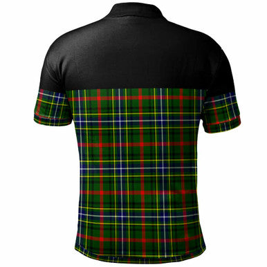 Scottish Bisset Clan Tartan Polo Shirt - Horizontal Style Back Side Tartan Plaid