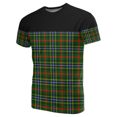 Scottish Bisset Clan Tartan T-Shirt Horizontal Style Front Side Tartan Plaid