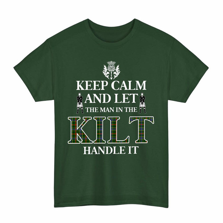 Scottish Bisset Clan Tartan T-Shirt - Keep Calm Tartan Plaid Forest Green Color