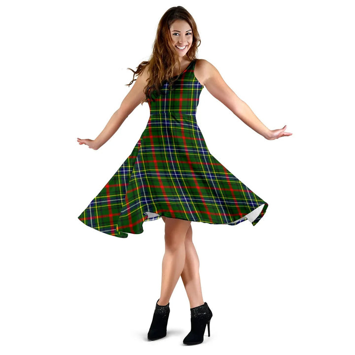 Scottish Bisset Clan Tartan Women Midi Dress