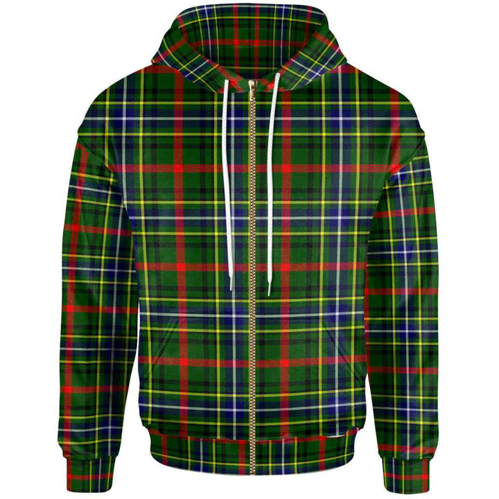 Scottish Bisset Clan Tartan Hoodie Zip Tartan Plaid
