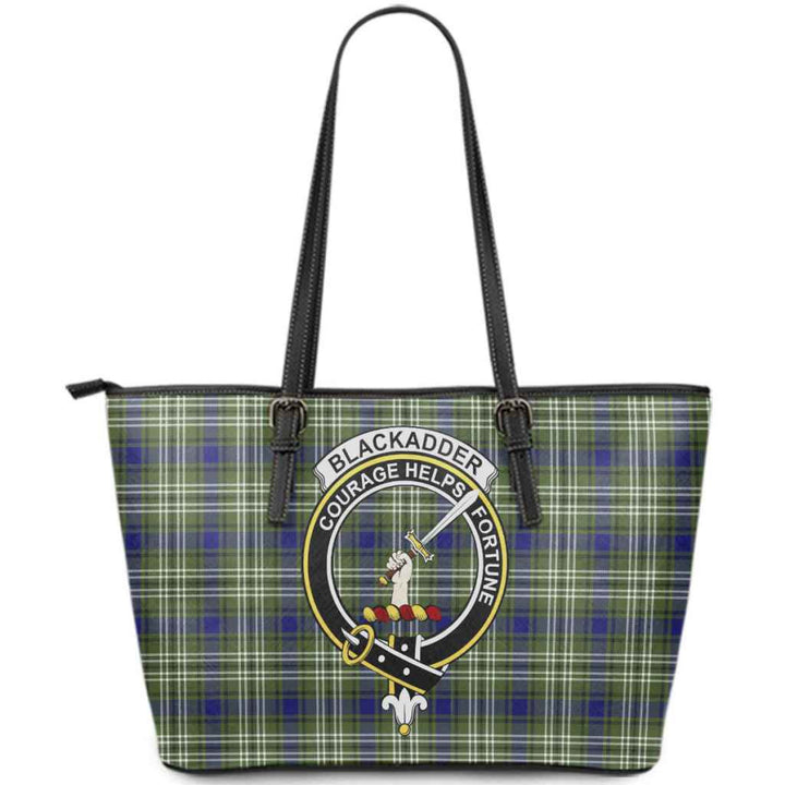 Scottish Blackadder Clan Crest Tartan Leather Tote Tartan Plaid