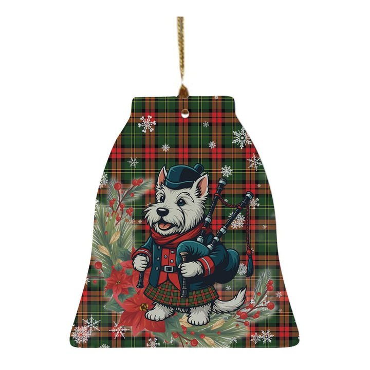 Scottish Blackstock Clan Tartan Ceramic Ornament Cute Scottish Terrier Dog Bell Style Tartan Plaid