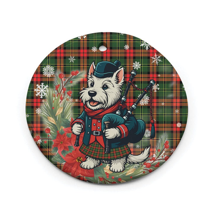 Scottish Blackstock Clan Tartan Ceramic Ornament Cute Scottish Terrier Dog Circle Style Tartan Plaid