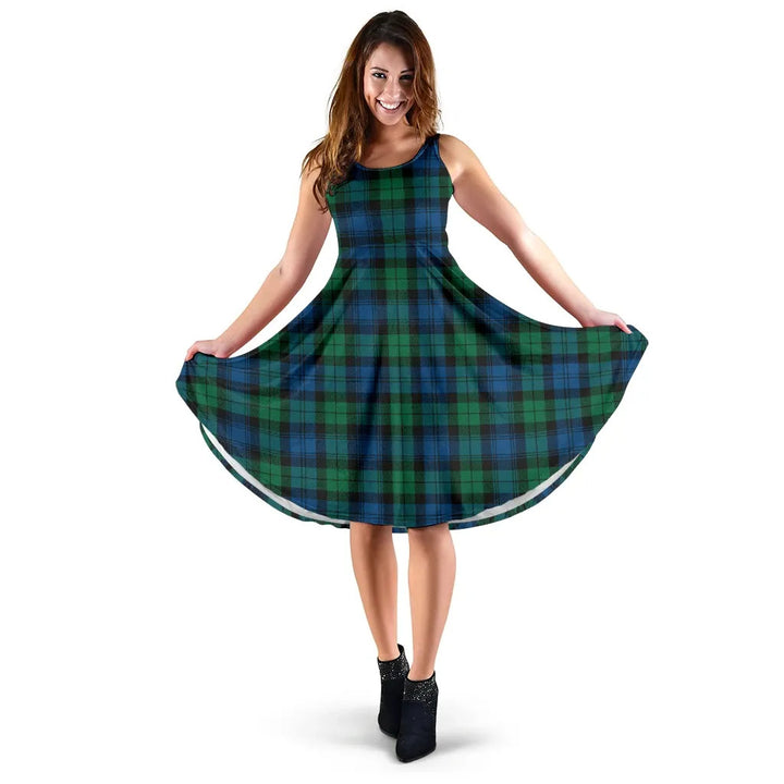 Scottish Blackwatch Ancient Clan Tartan Women Midi Dress