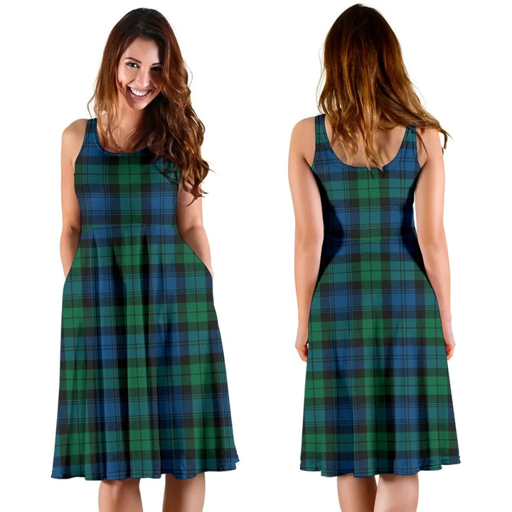 Scottish Blackwatch Ancient Clan Tartan Women Midi Dress